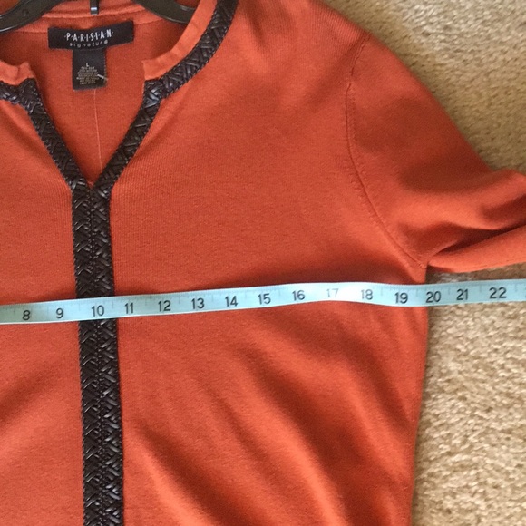 Pumpkin orange sweater with faux leather detail - Picture 3 of 5